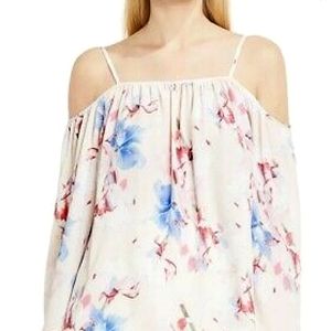 NWT Vince Camuto Pink & Blue Off the Shoulders Blouse